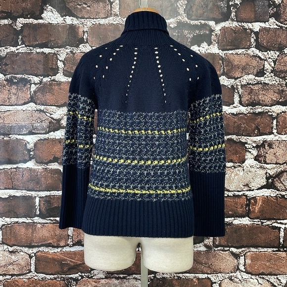 Les Copains Sweater Women's XS Extra Small IT 42 Blue Wool Knit Turtleneck - Picture 10 of 14